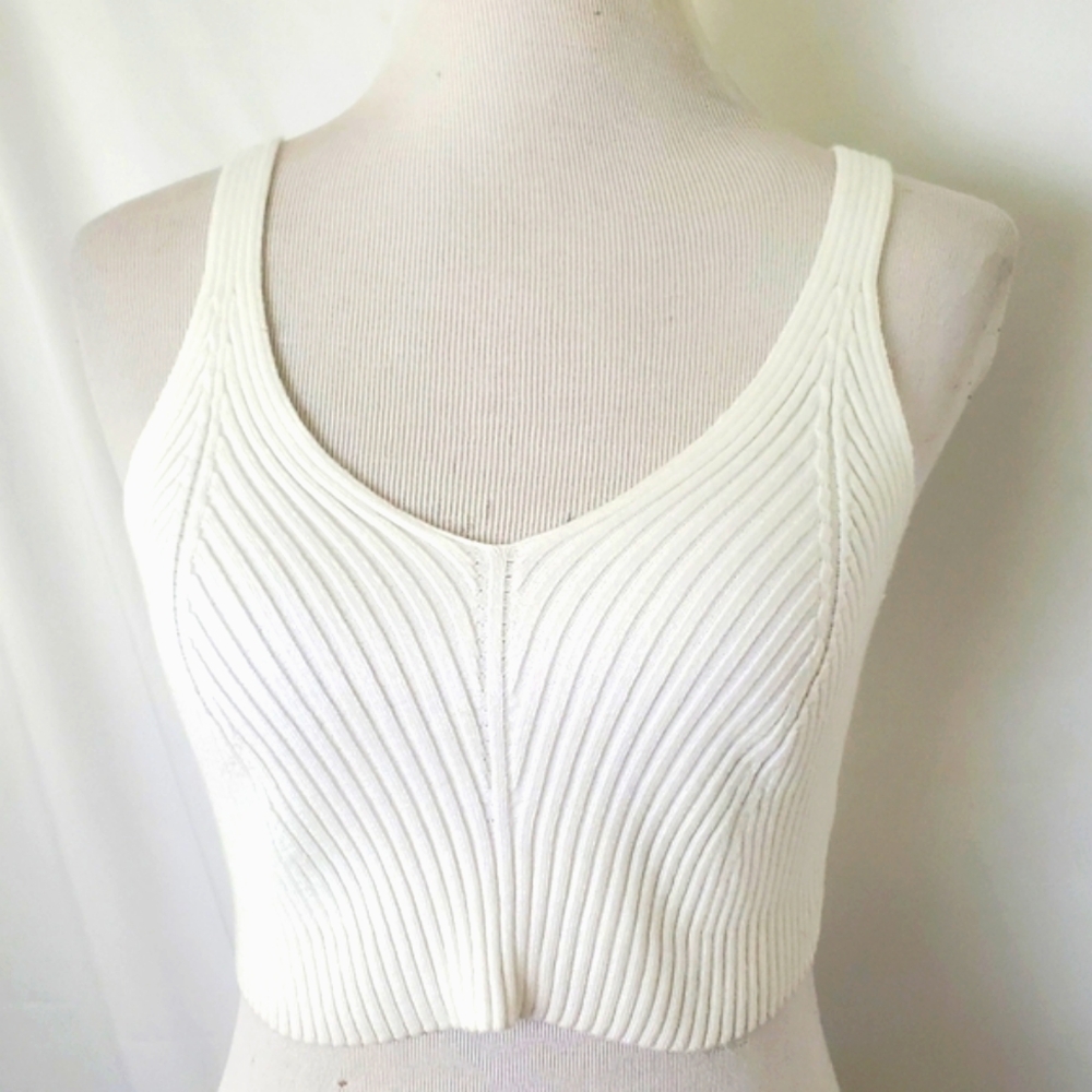 Shein white ribbed crop top tank